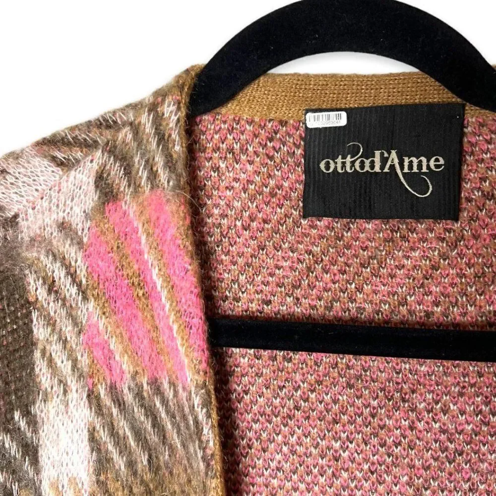 Ottod'Ame Fringe Plaid Cardigan Sweater Size S